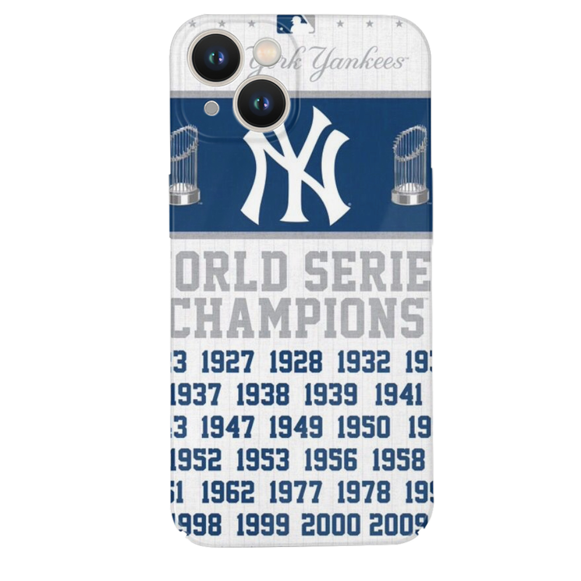 New York Yankees WS Champions Years IPhone 14 Series Full-Cover Hard Case – Shockproof With Raised Camera Protection – Precise Cutouts, Wireless Charging Compatible – Durable, Anti-Yellowing, Easy To Clean